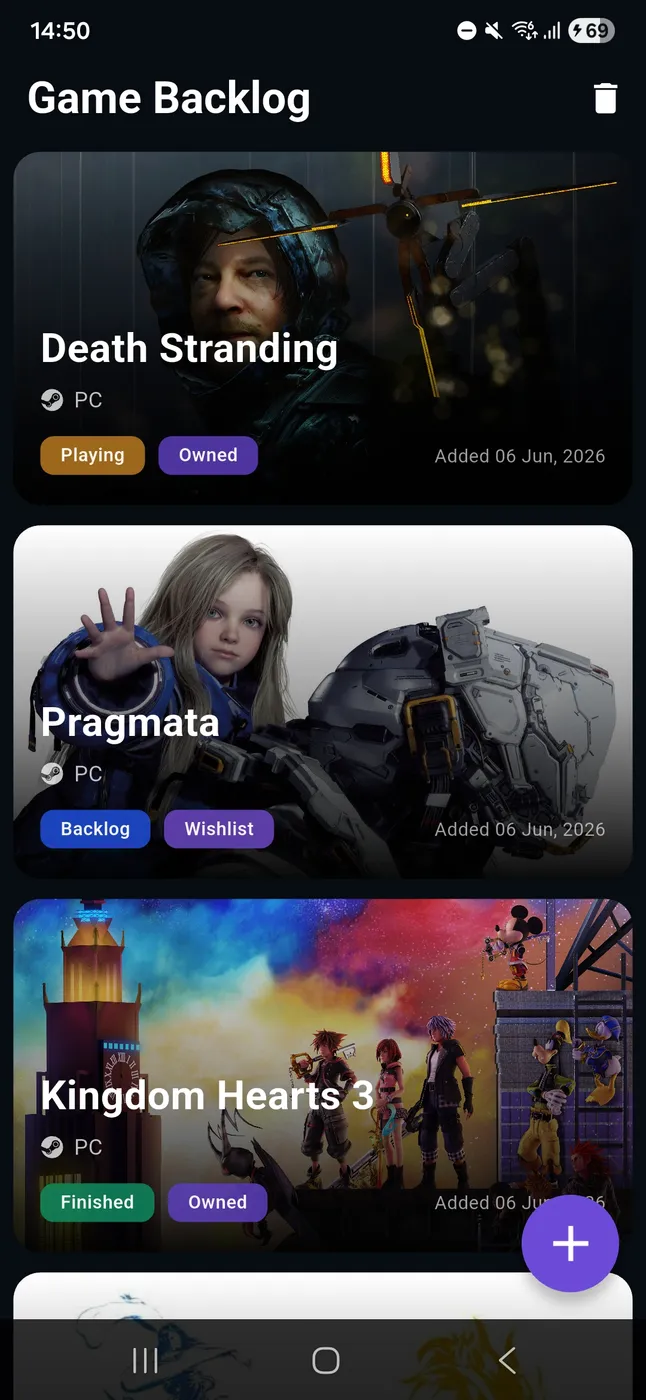 Game Backlog application overview