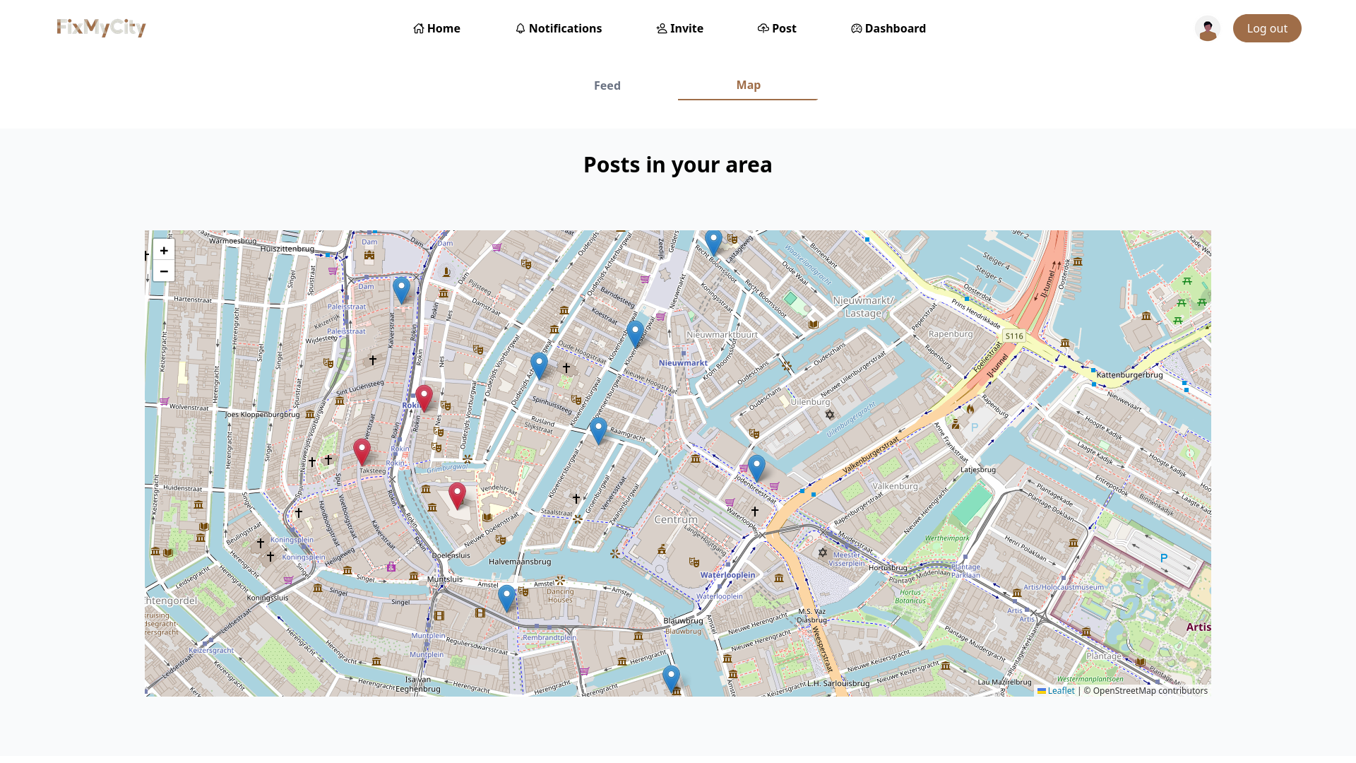 Interactive map showing issue locations